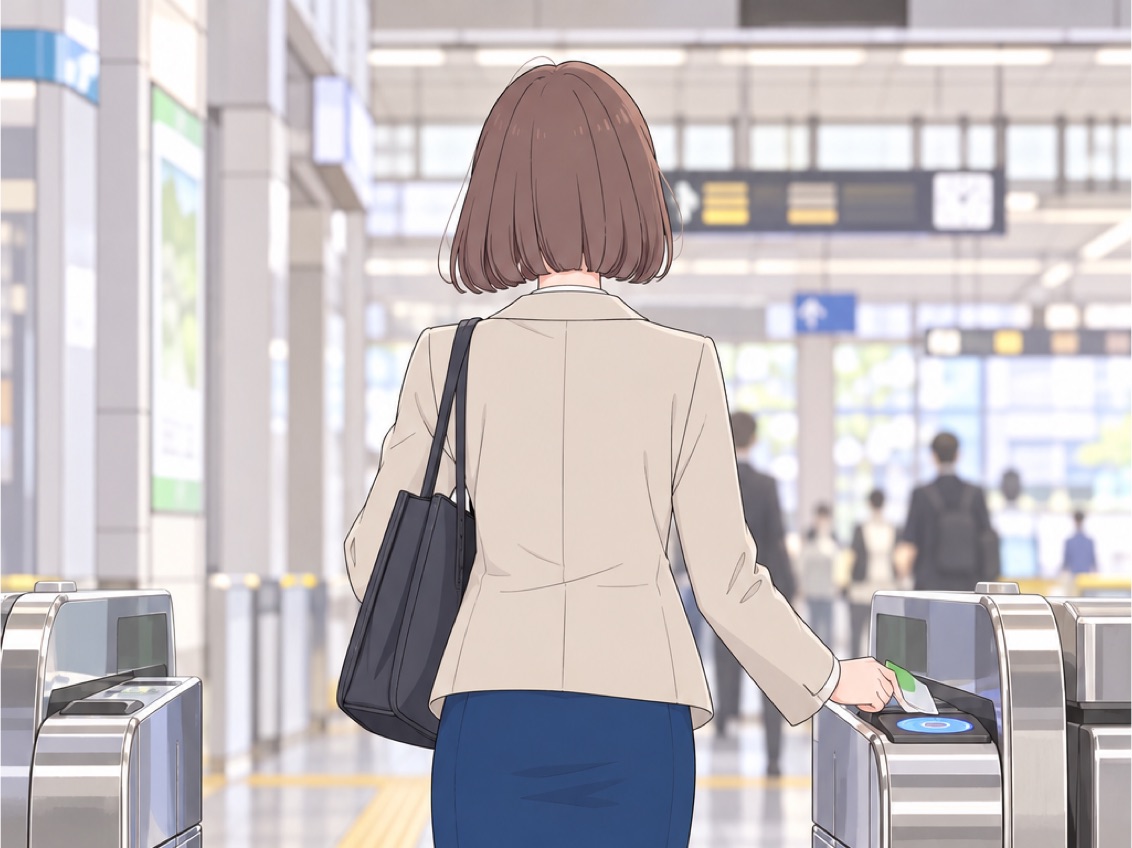 出勤する女の子